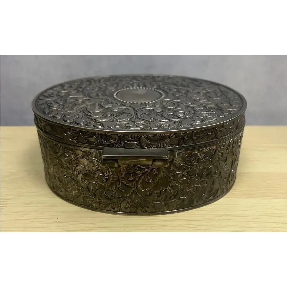 Vintage Larger Jewelry Trinket Box Colored Lined Burgundy